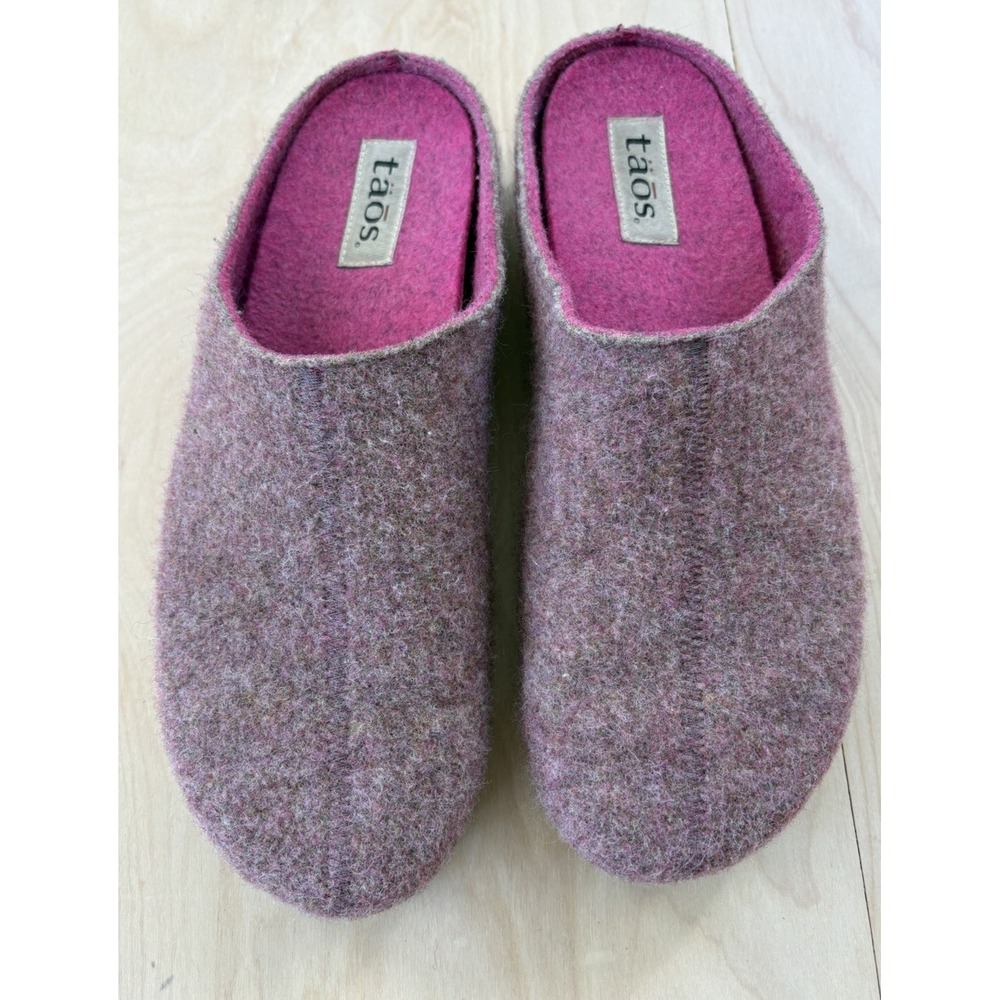 Taos Footwear Woolness Clog Slippers Womens Size 42 Pink Boiled Wool Cottage 11
